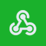 White webhook symbol on a green background.